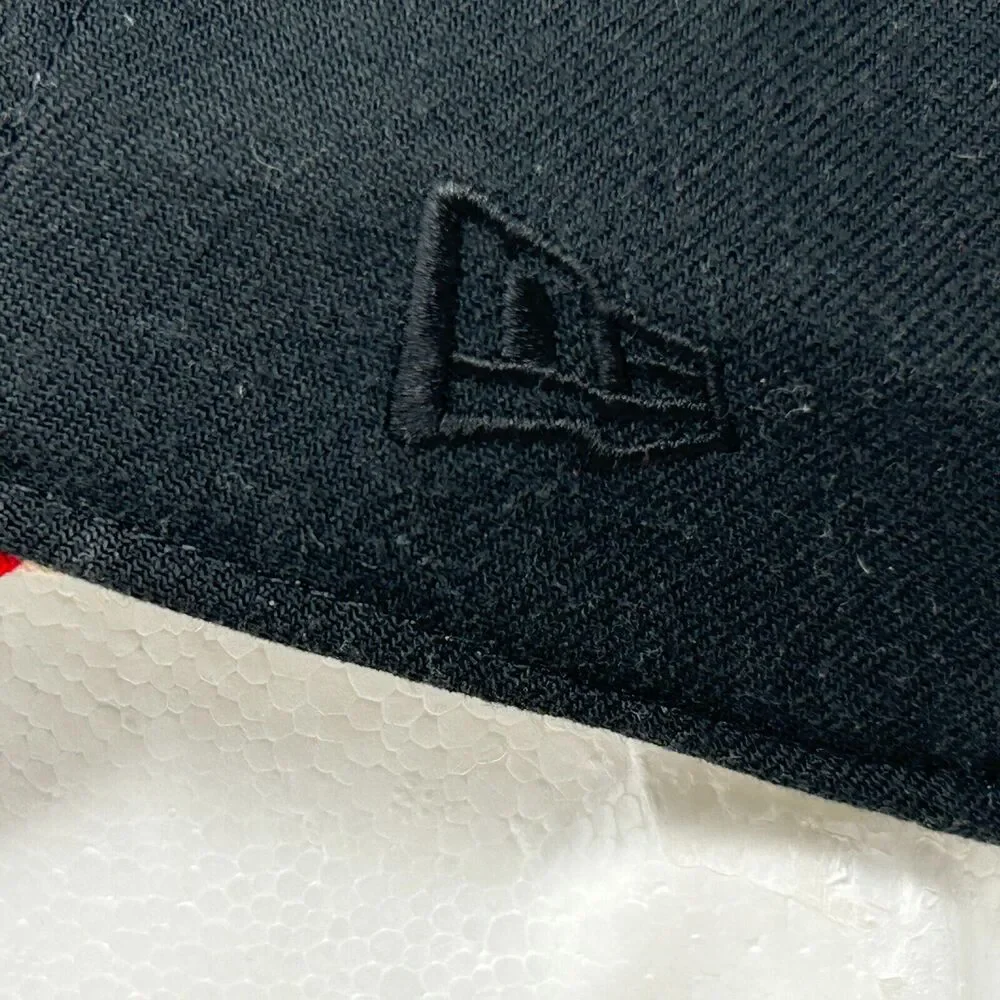 Vintage 90s Letter F Eagles Hat Cap Black New Era Made In USA Fitted 7 1/4